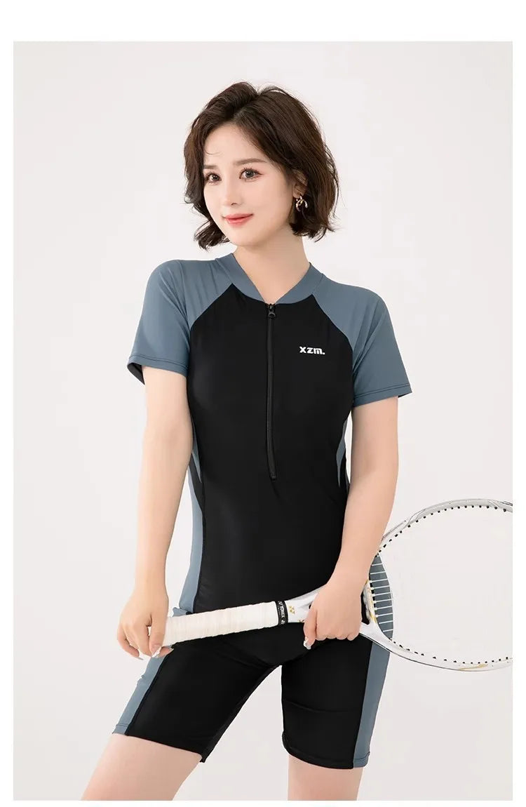 New Women's Flat Angle Professional Racing Cover Belly Slimming Swimming Pool Special Quick Drying Hot Spring One-piece Swimsuit