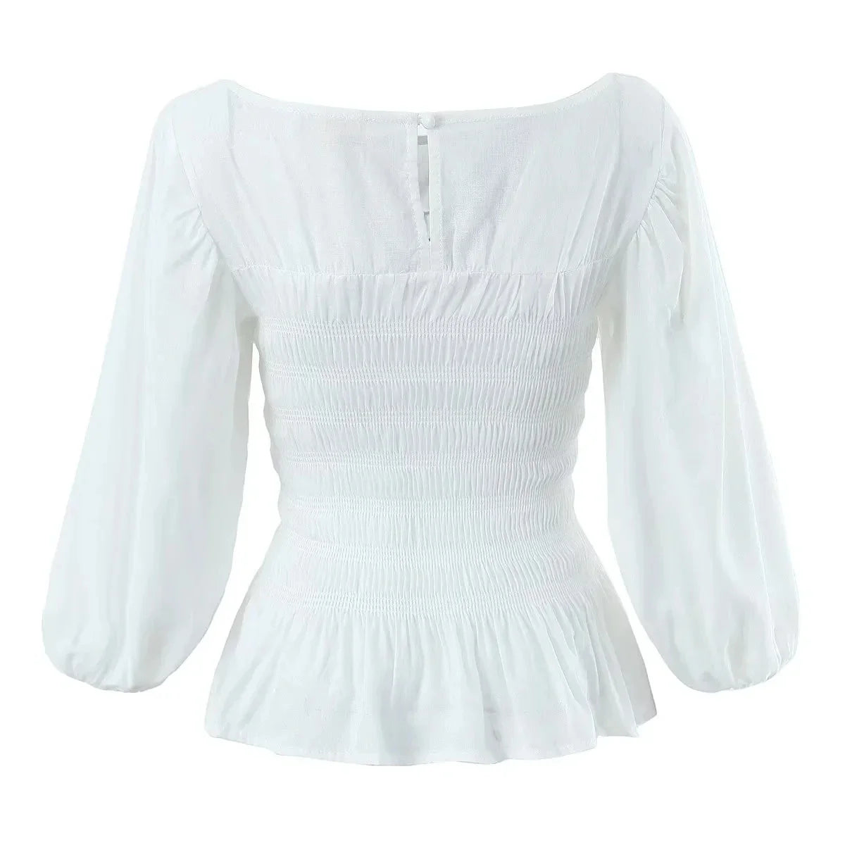 Foridol White Summer Linen Women Blouse Off Shoulder Lantern Sleeve Short Blouse Top 2025 Spring Smocked Pelpum Top New