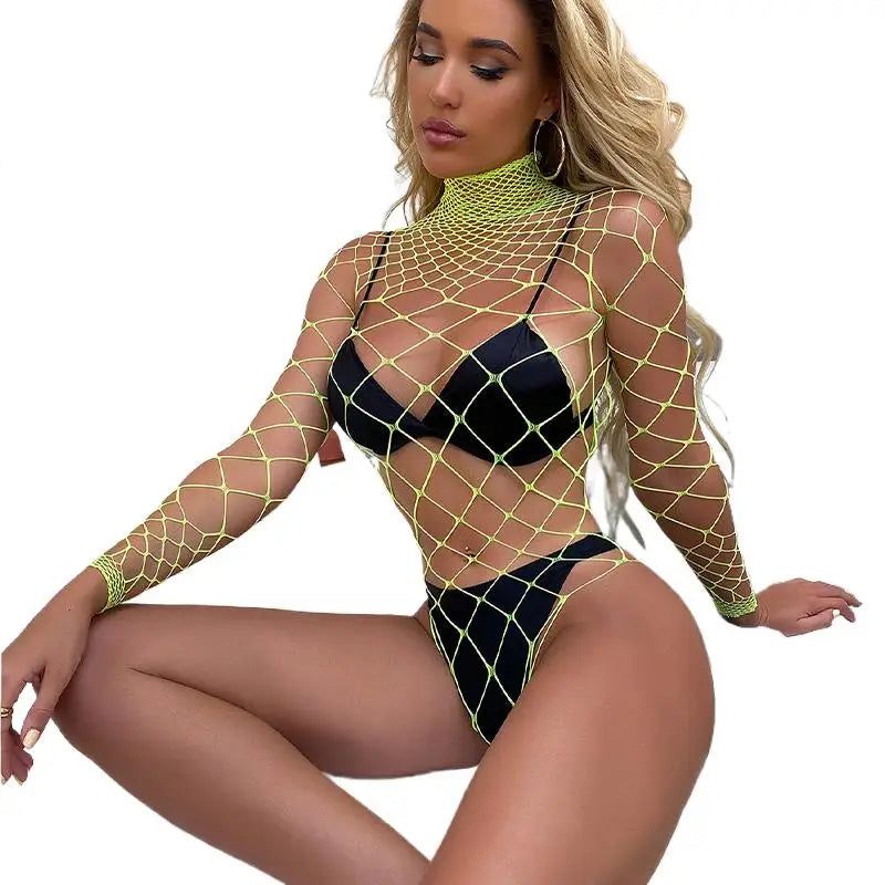 Plus Size Exotic Sexy Lingerie Sexual Underwear Fishnet Body Suits Transparent Sex Babydoll Dress Women Mesh Erotic Costumes