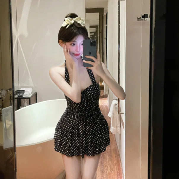 New High-end Popo Group Classic Bodian Cake Skirt, Slim Fit and Slimming One-piece Swimsuit for Women