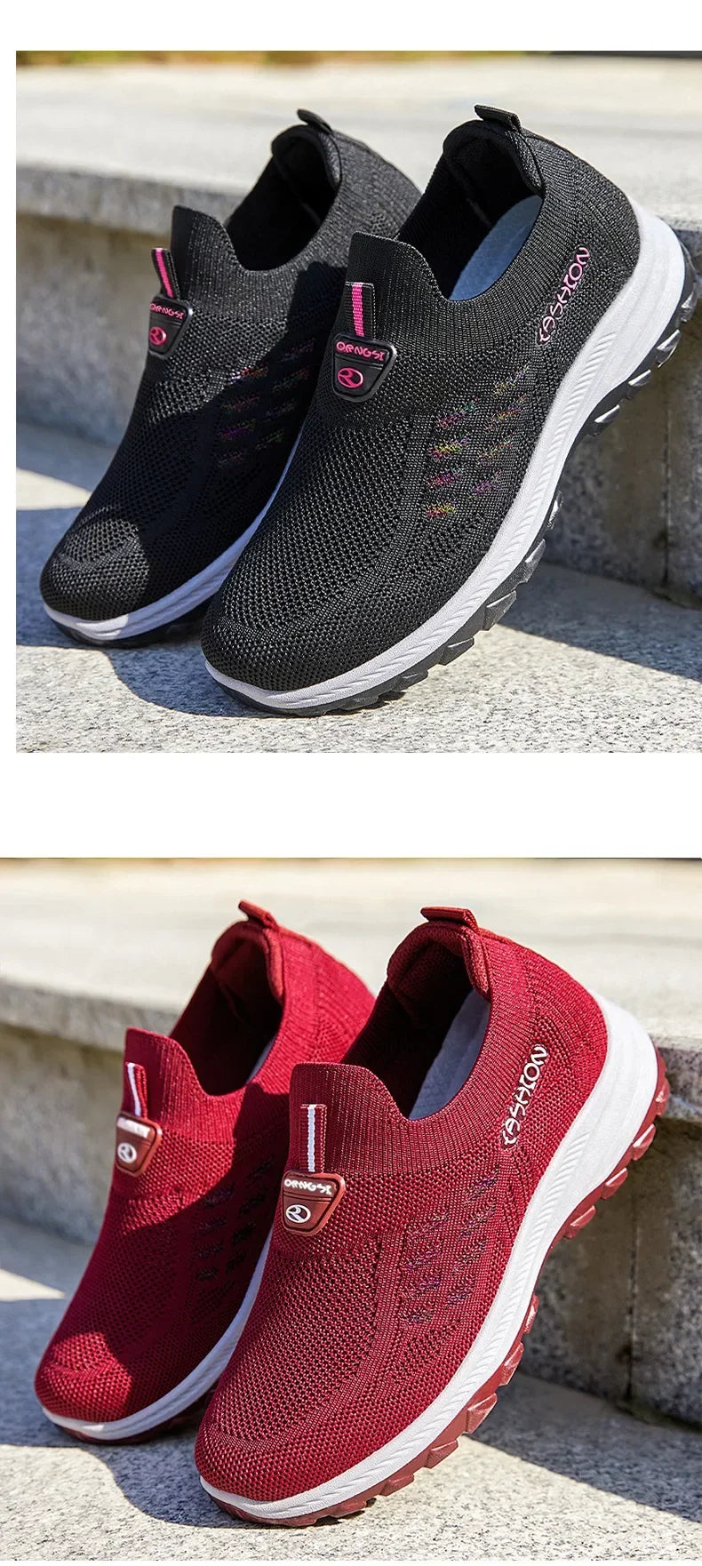 Women Vulcanized Shoes  High Quality Breathable Mesh Women Sneakers Soft Slip On Flats Shoes Women Loafers Walking Flat