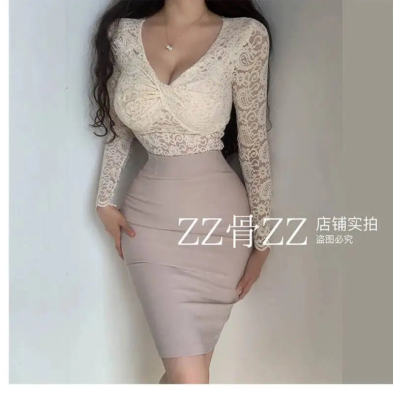 WOMENGAGA Mid Length Skirt For Elegance Apricot Slim Mini Dress Sweet Sexy Korean Women 2023 Skirts High Waist Fashion HGR0