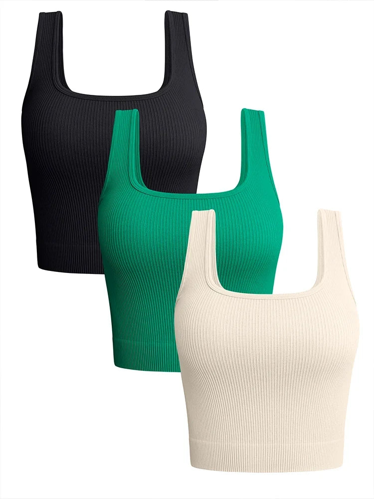 Women Solid Square Neck Ribbed Tank Top Camisole Women Summer Basic Elastic Sleeveless Crop Tops