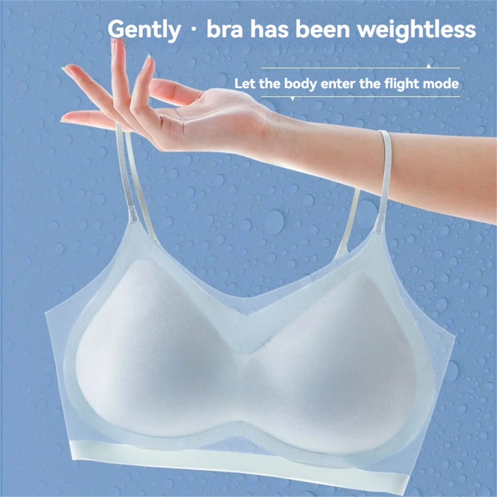 Ultra-Thin Breathable Ice Silk Top Bra Women's Seamless Back Halter Vest Wrap Bra Small Chest Together