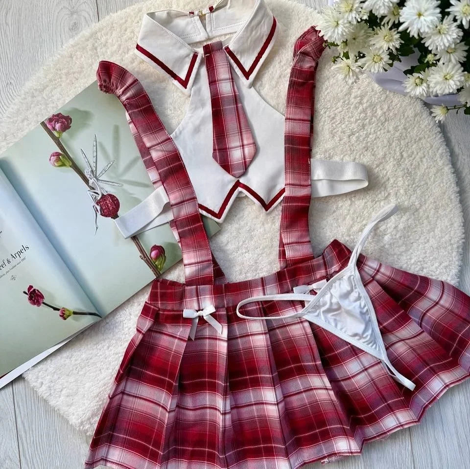 Toucheart Girl Sexy Student Uniform Cosplay Cute Frill JK Skirt Contrast Color Patchwork Hollowout Slim Interesting Romantic Set