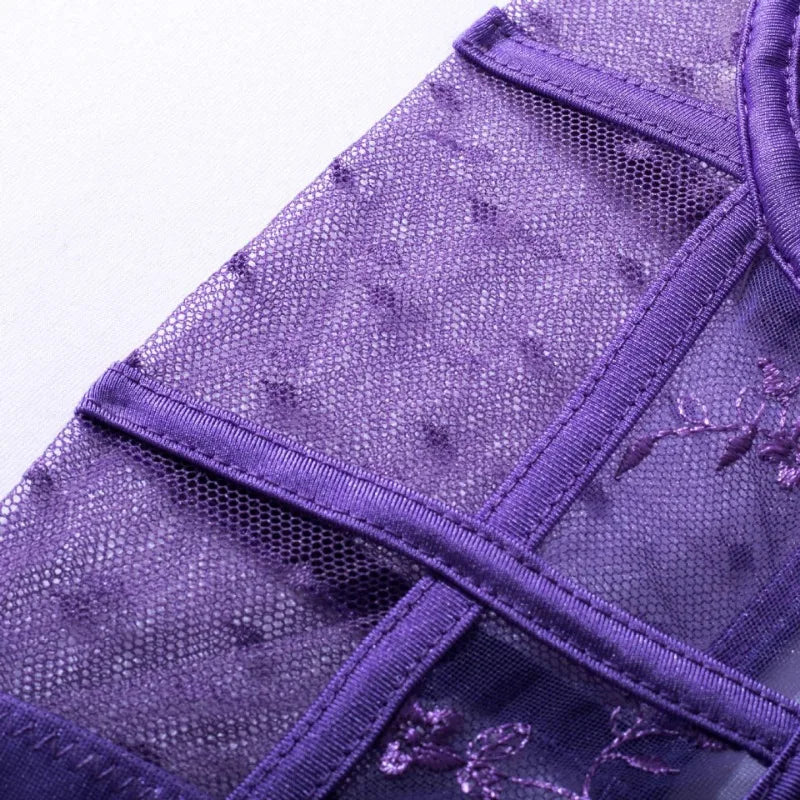 Toucheart Sexy Jumpsuit Embroidered Printing See-Through Sexy Lingerie For Women  Hollow Out Backless Sexy Pajamas Jumpsuit New