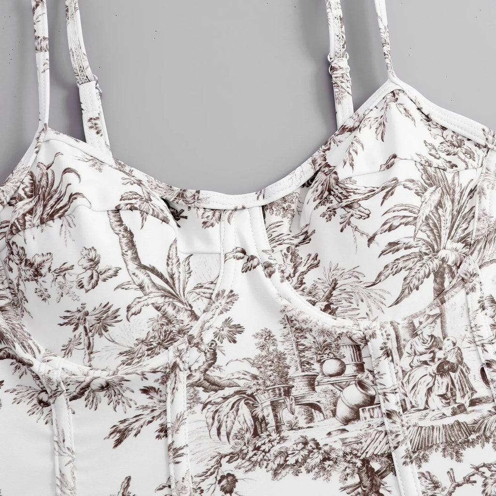 2026 New Arrival Push Up Women Bikini Set Floral Printed Ruffle Bikinis Strappy Bandage Swimwear Brazilian Biquini Bathing Suit