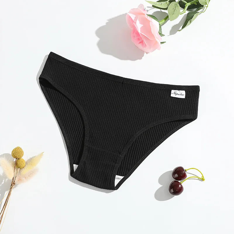 8 Pcs / Set Women' Cotton G-String Thong Panties Low Rise Sexy V-Shaped Underwear Soft And Breathable Bikini Lingerie