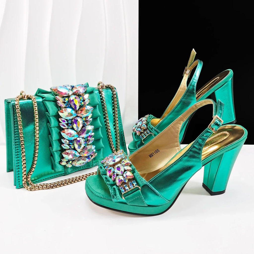 doershow  Lastest Italian Design Fashion Style Ladies Shoes with Matching Bag Set 2025 Nigerian Shoes and Bag Set HFG1-2