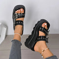 Women Sandals Metal Buckle Platform Sandals Women  Summer Woman Plus Size High Heeled