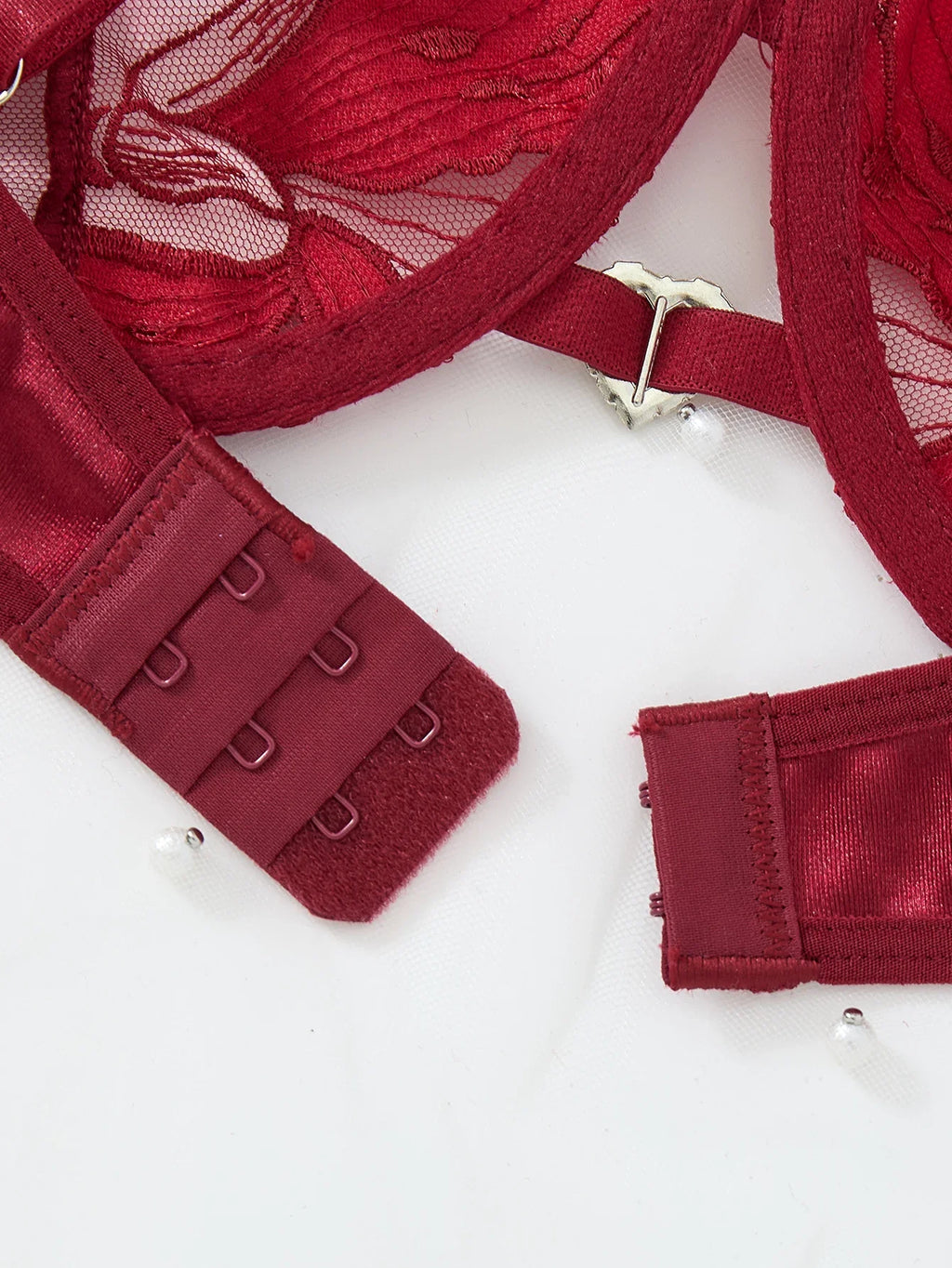 WineRed French-style floral embroidery lace lingerie, sexy and soft steel-bra-cupped push-up bra, Valentine's Day party ZA824031