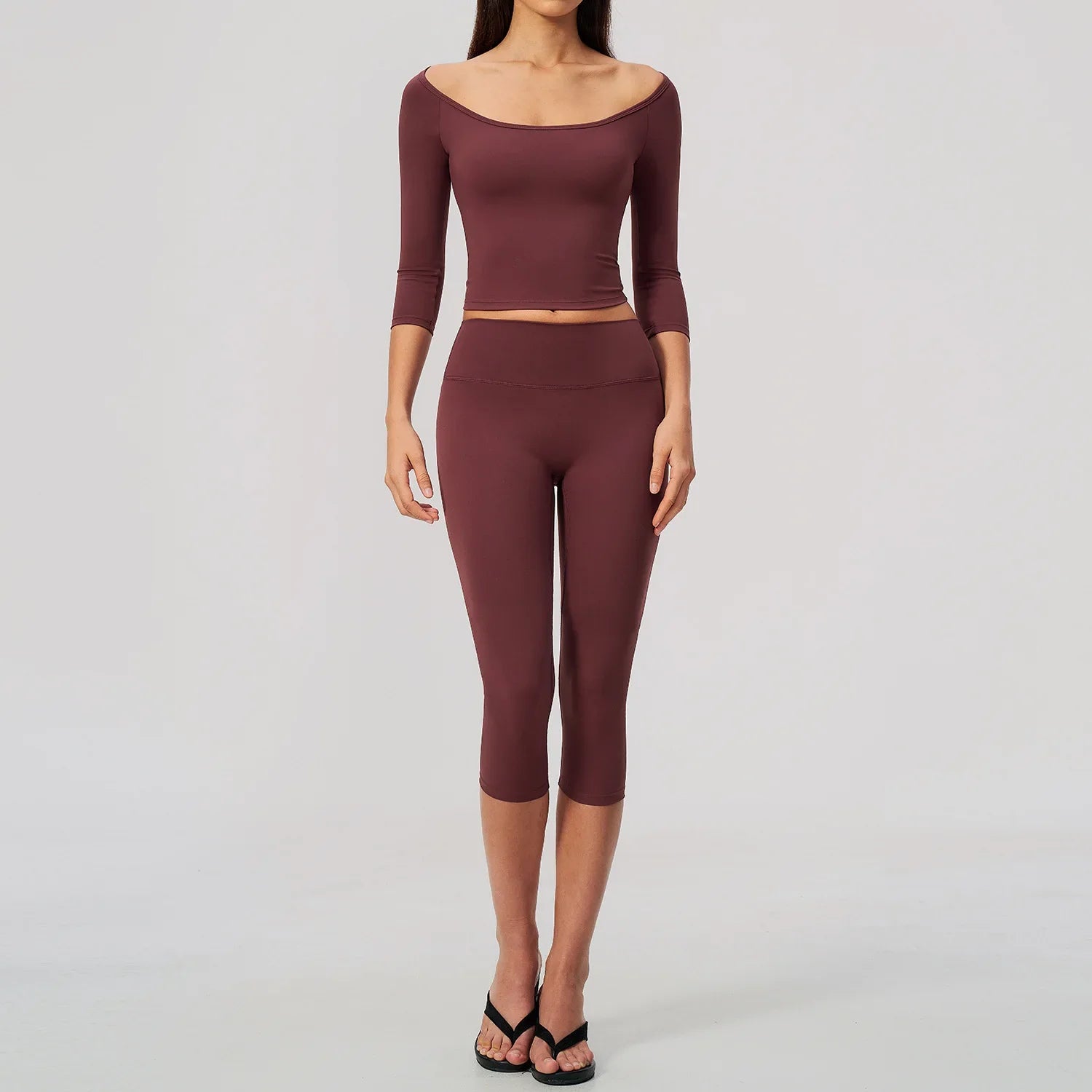 Fashion Mid Sleeve T-shirt Yoga Suits Tight Fitting Slim Sports Tops High Waist Peach Hip Mid Pants Gym Running Fitness Outfits