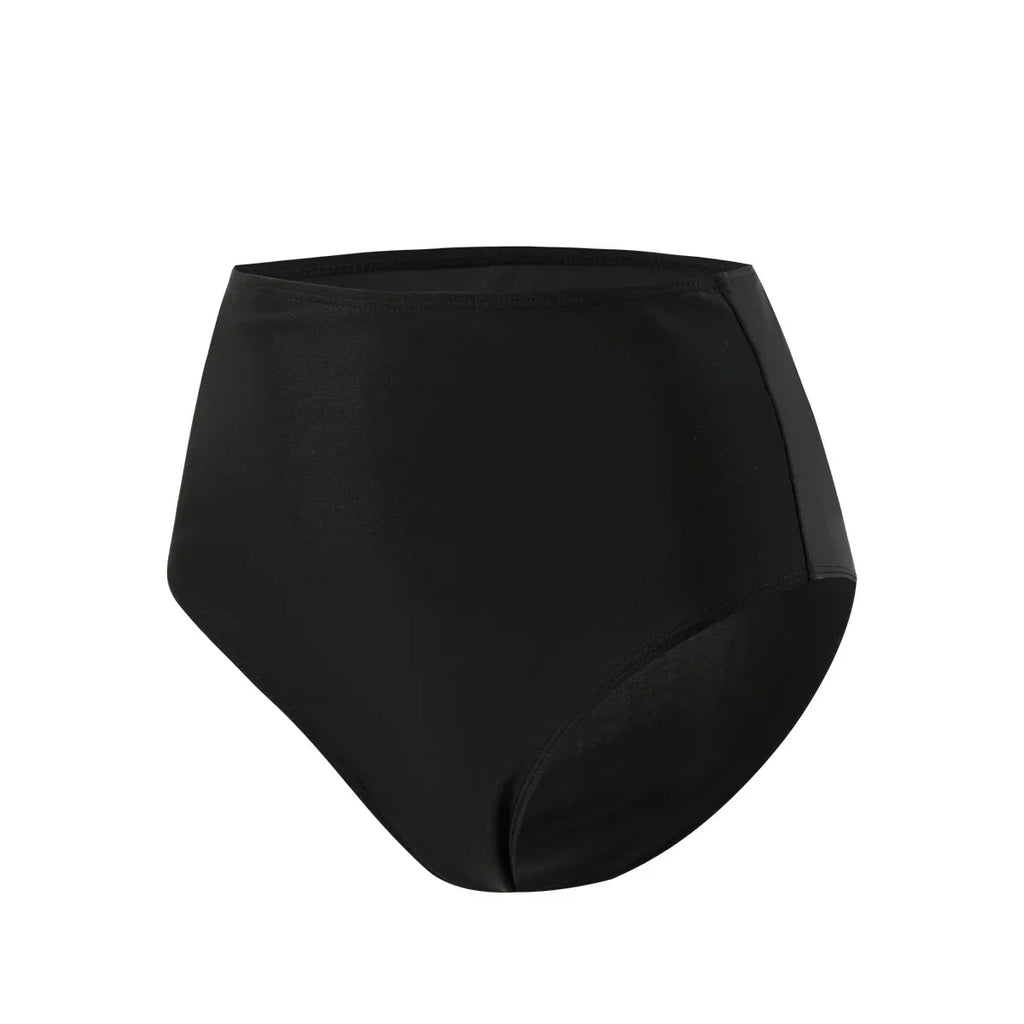 2026 Summer New Women Bikini Swimming Trunks,Solid Color Black Sexy High Waist High Elasticity Bottoms,Beach Swimwear Briefs