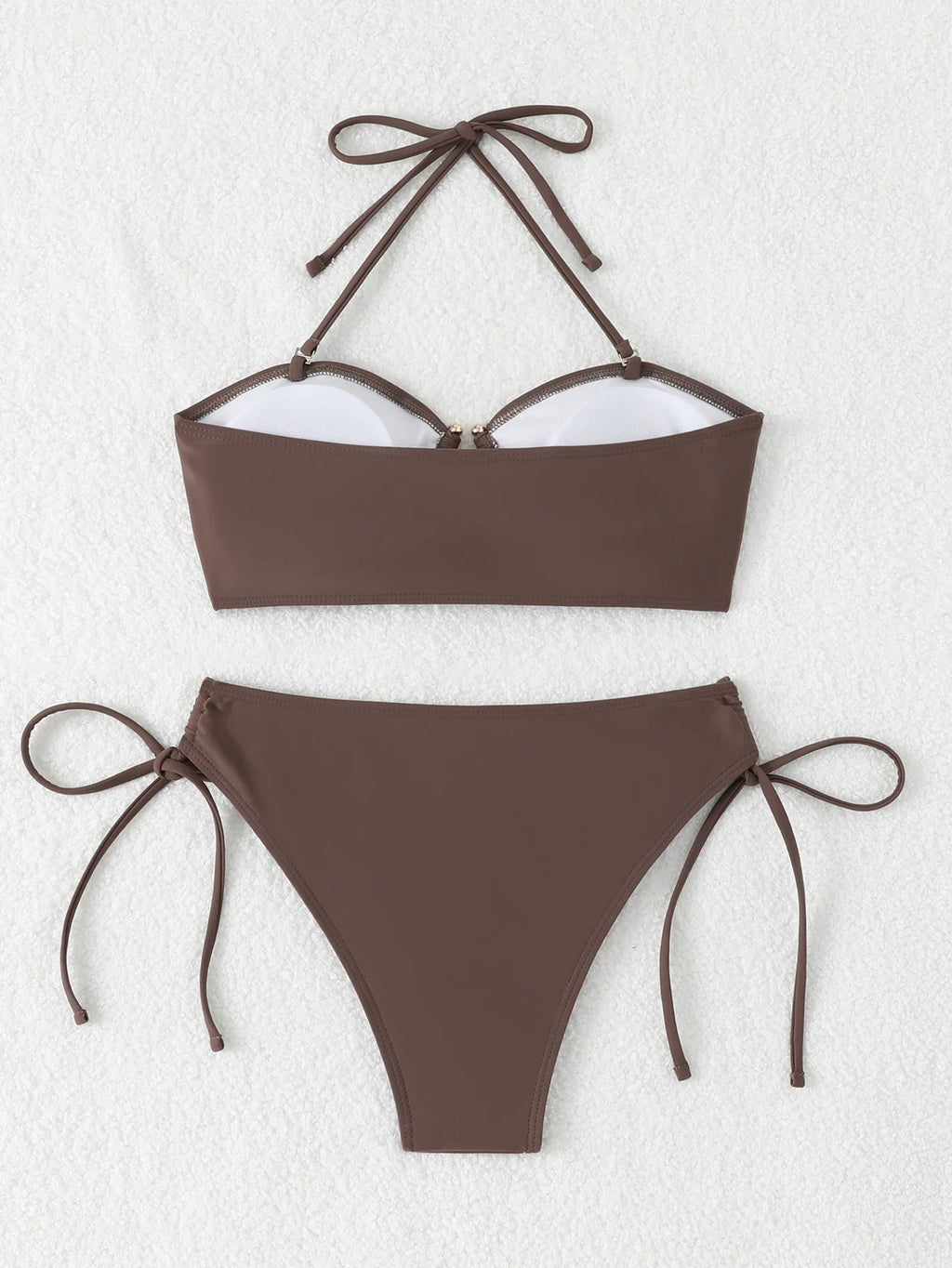 Halter Bandeau Bikinis 2026 Women Sexy Swimsuit Solid Padded High Waist Swimwear Female Bathers Bathing Swimming Swim Suit