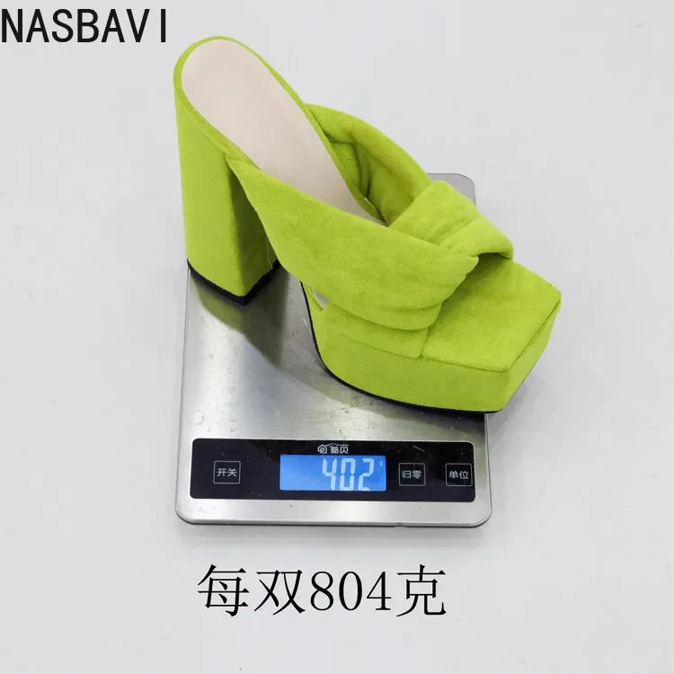 NASBAVI Summer New Style Fashion Waterproof Platform Super High Heel Women's Slippers Outdoor Party Open Toe Sandals High 14.5cm