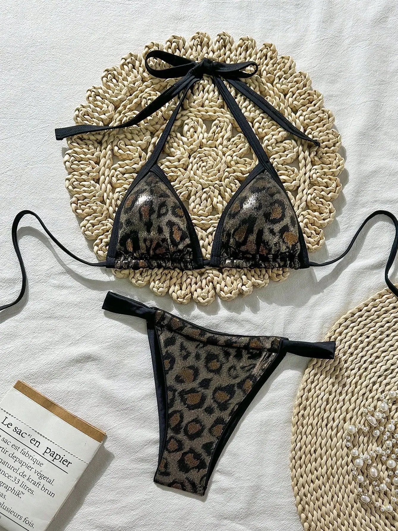 Shiny Brozing Wine Leopard Print Bikini Women Sexy Push Up Bra Pleate Triangle Swimsuit 2026 Beach Bathing Suit Holiday Swimwear