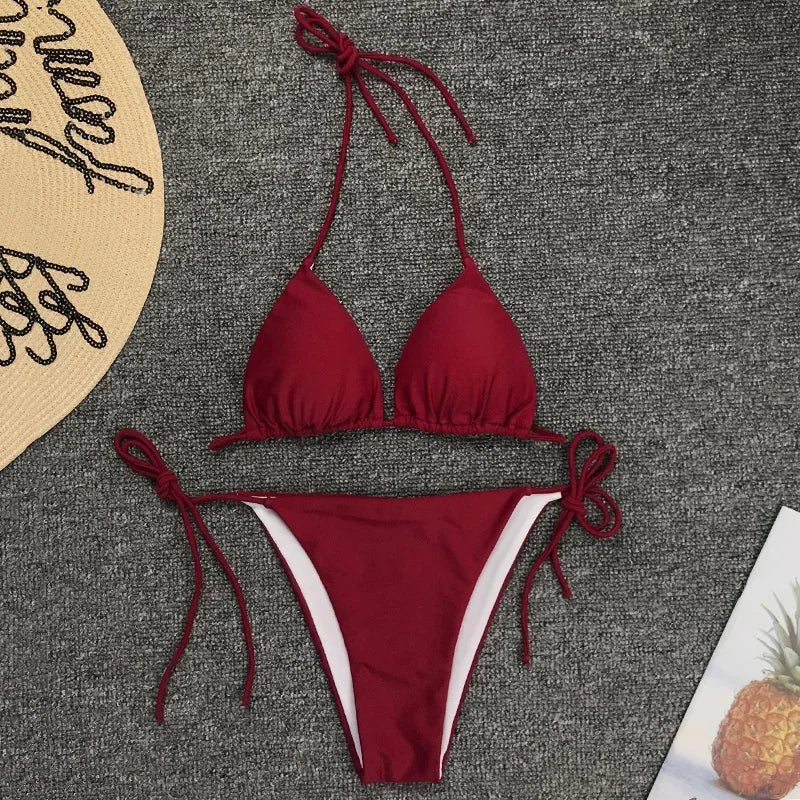 Sexy Neon Extreme Mini Micro String Bikini 2025 Women Swimsuit Female Swimwear Two-Piece Bikini Set Bathing Suit Swim Beach Wear