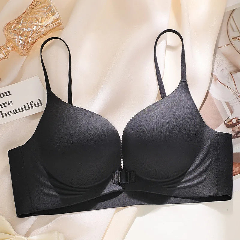 MOYISU Seamless Front Closure Push Up Bra for Small Chest Anti-Sag Wireless Bralette | Breathable Medium Coverage Tuck Side Fat