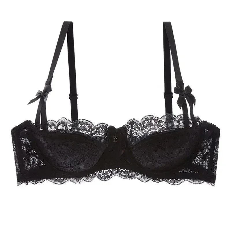 MOYISU French Romance Breathable and Comfortable Breathable Sexy Lace Not Empty Cup Bra Set Pure Desire Girl Super Beautiful