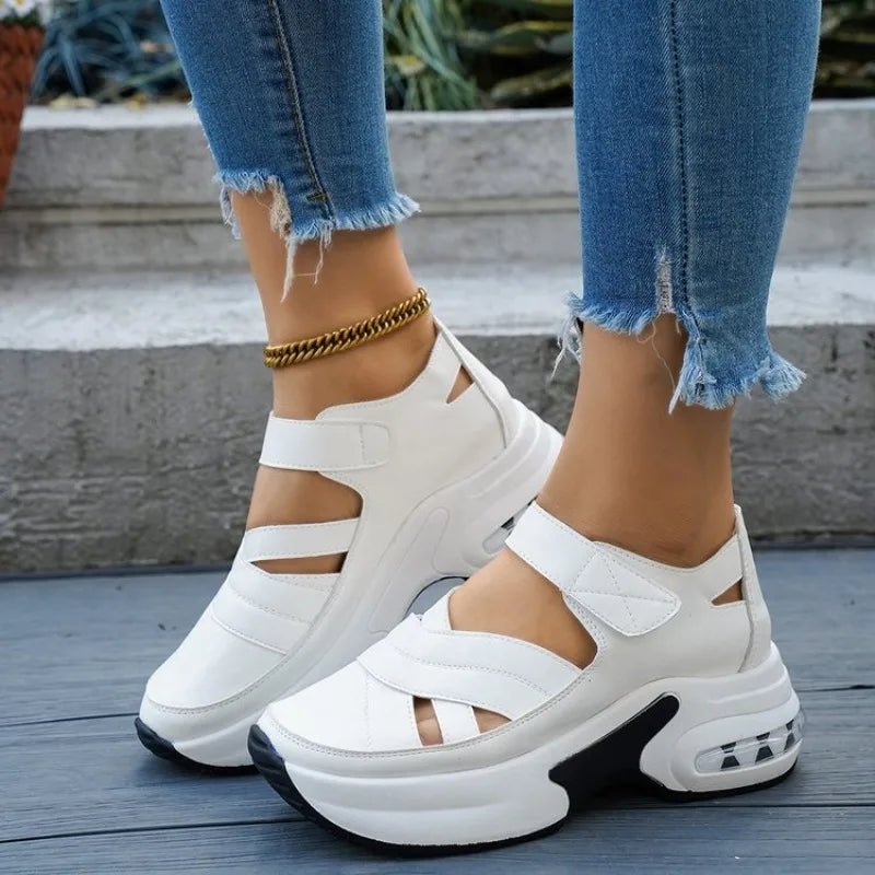 New Summer Closed Toe Women Sandals Fashion Plus Size Casual Shoes New Hollow Out Light Comfortable Platform Sandals Zapatos