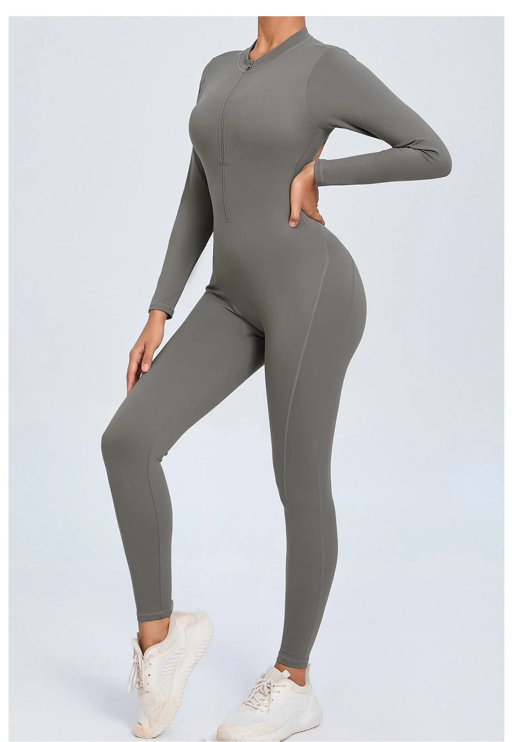 Women Sportwear Yoga Jumpsuit Zip Long Sleeve Back Open Outfit Fitness Tracksuit Tight One-piece Gym Overalls Sports Bodysuit