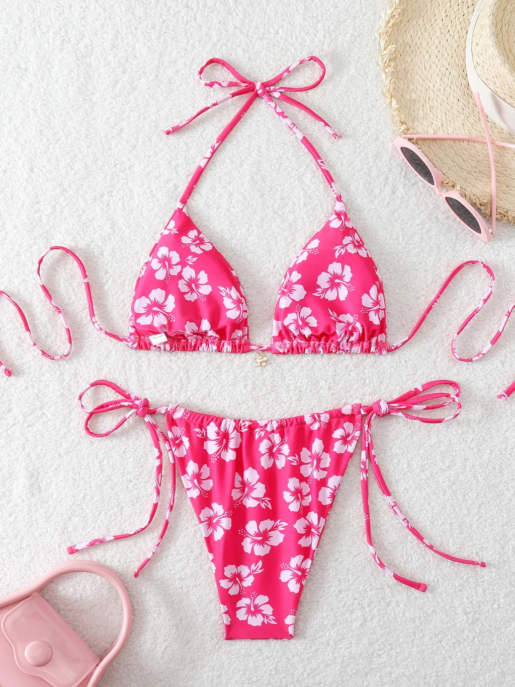 Triangle Halter Thong Bikinis 2026 Women Sexy Printed Swimsuit Floral String Swimwear Female Bathers Bathing Swimming Swim Suit