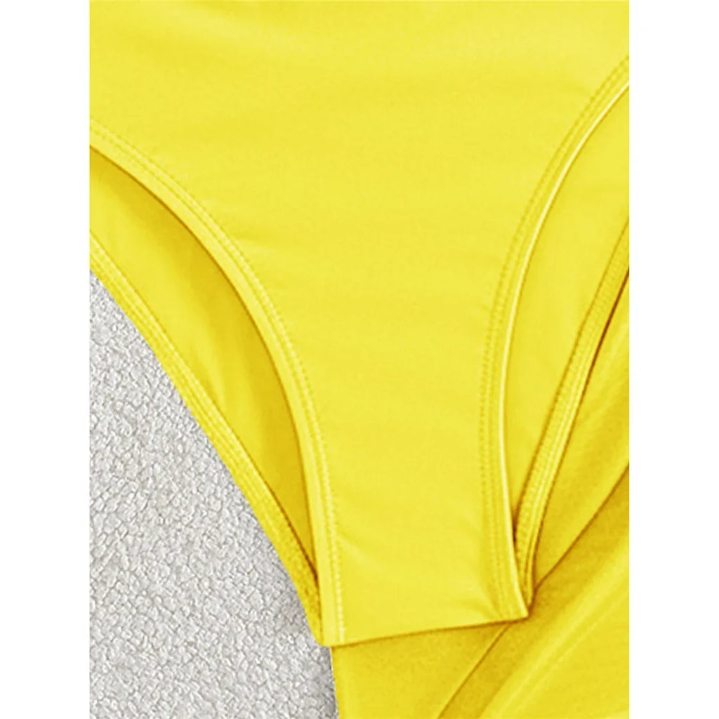 XS - L 6 Colors With Skirt Cut Out Women Swimwear Bandeau Metal Ring Bather Bathing Suit Swim One Piece Swimsuit Female K8108