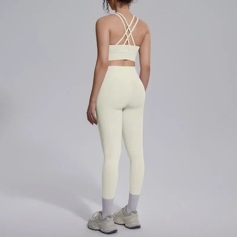 Women's Yoga Set Sports Fitness Running Beautiful Back Slim Fit Bra Hip-lifting High Waist Pants Workout Training Gym Suits