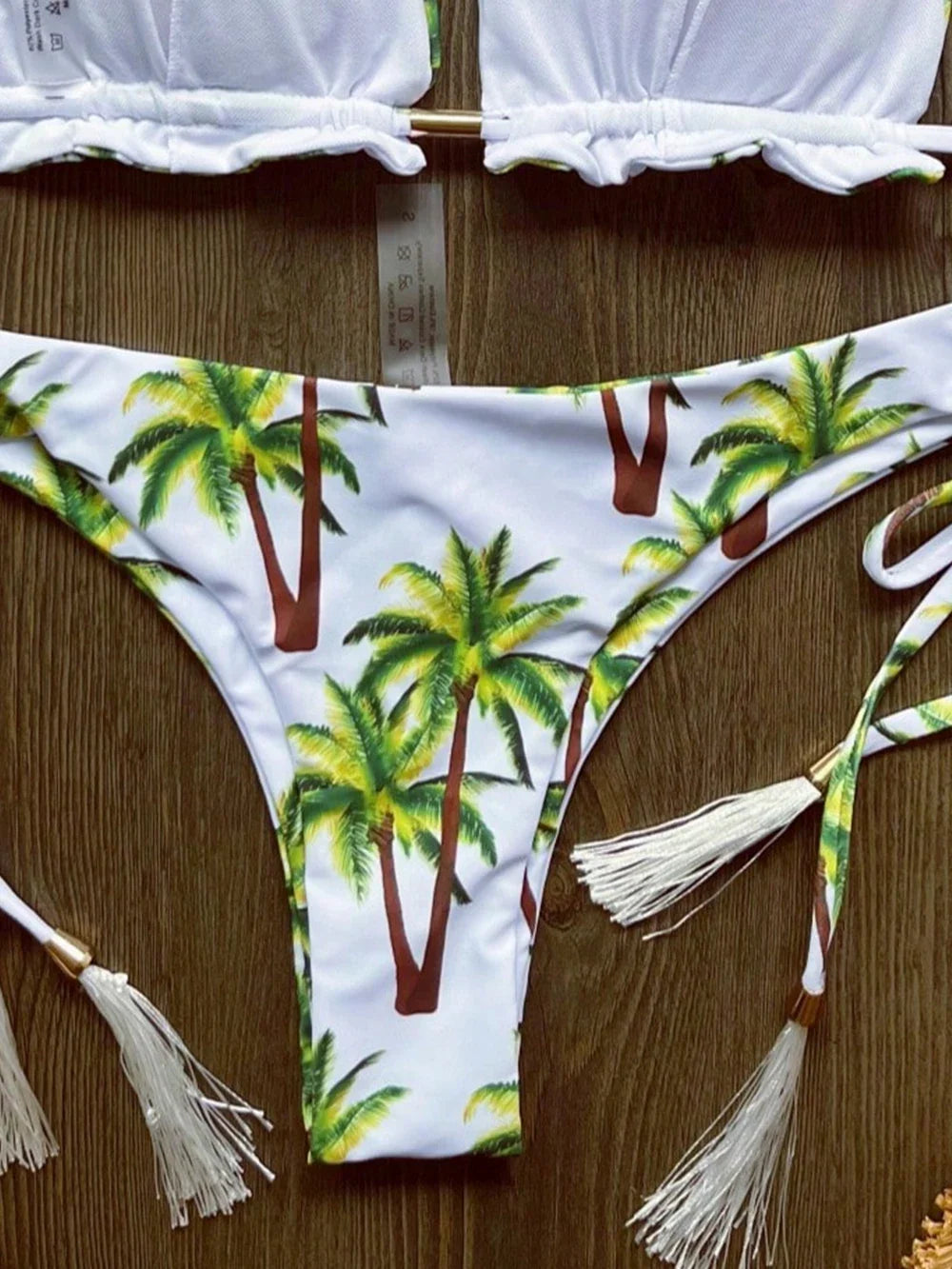 2026 New Women's Swimsuit Neck Hanging Bikini Set Split Beach Swimsuit 2-piece Set with Tassel Decoration