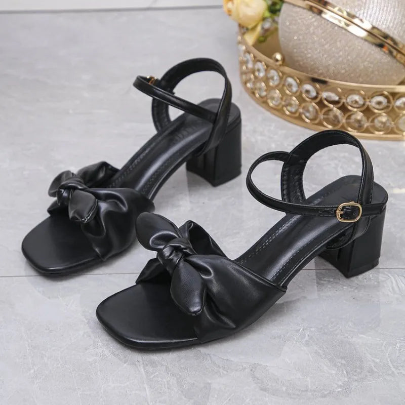 Buckle Strap 2026 Sandals Comfort Shoes for Women Square Toe Block Heels Large Size Suit Female  New Fashion