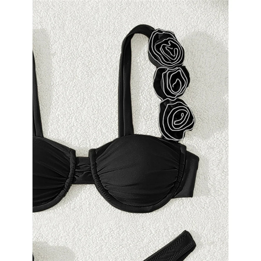 Sexy 3D Flowers Underwired Bikini Women Swimwear Female Swimsuit Two-Pieces Bikini Set Brazilian Bather Bathing Suit Swim V7970