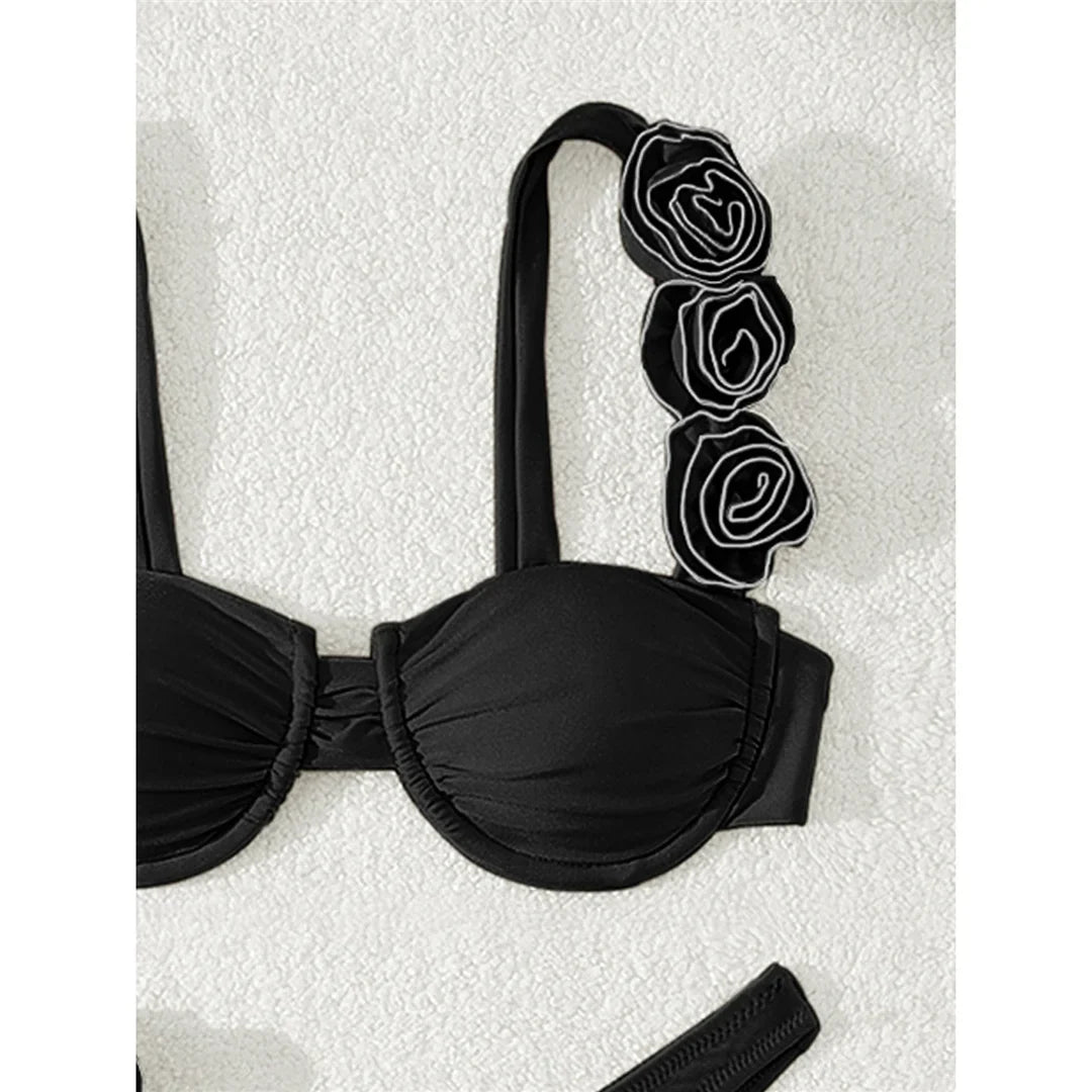 Sexy 3D Flowers Underwired Bikini Women Swimwear Female Swimsuit Two-Pieces Bikini Set Brazilian Bather Bathing Suit Swim V7970