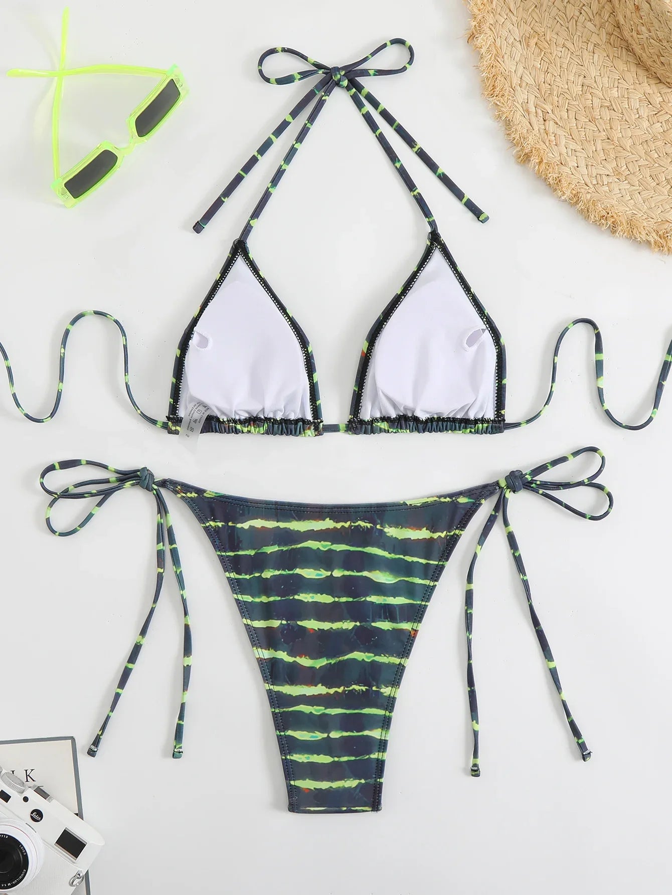 2026 Halter Triangle Bikinis Printed Swimsuit Women Sexy String Swimwear Female Bathers Swimming Bathing Swimming Swim Suit
