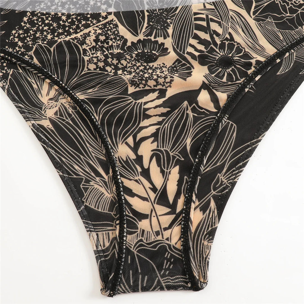 S - XXL 3PCS New Printed Long Sleeve With Pants Sarong Women Swimwear One Piece Swimsuit Female Bather Bathing Suit Swim K7180