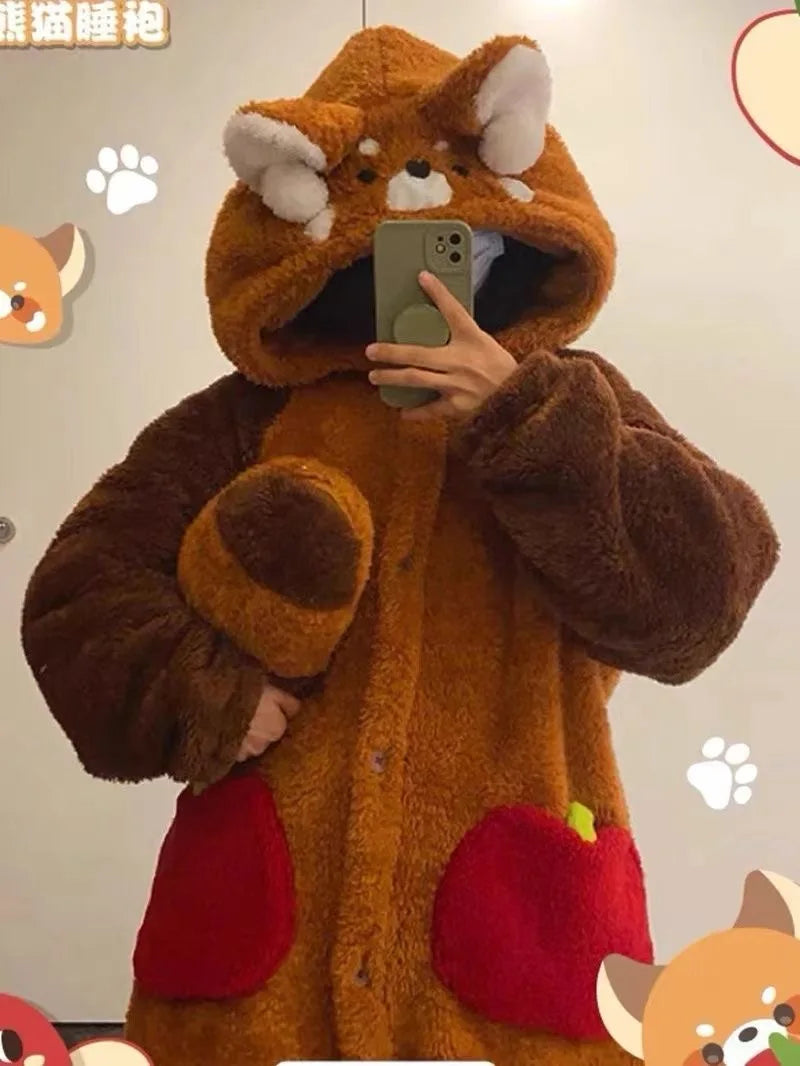 Adult Raccoon Cosplay Costume Robes Kigurumi Unicorn Onesie Anime Nightgown Halloween Cartoon Bear Pajamas Winter