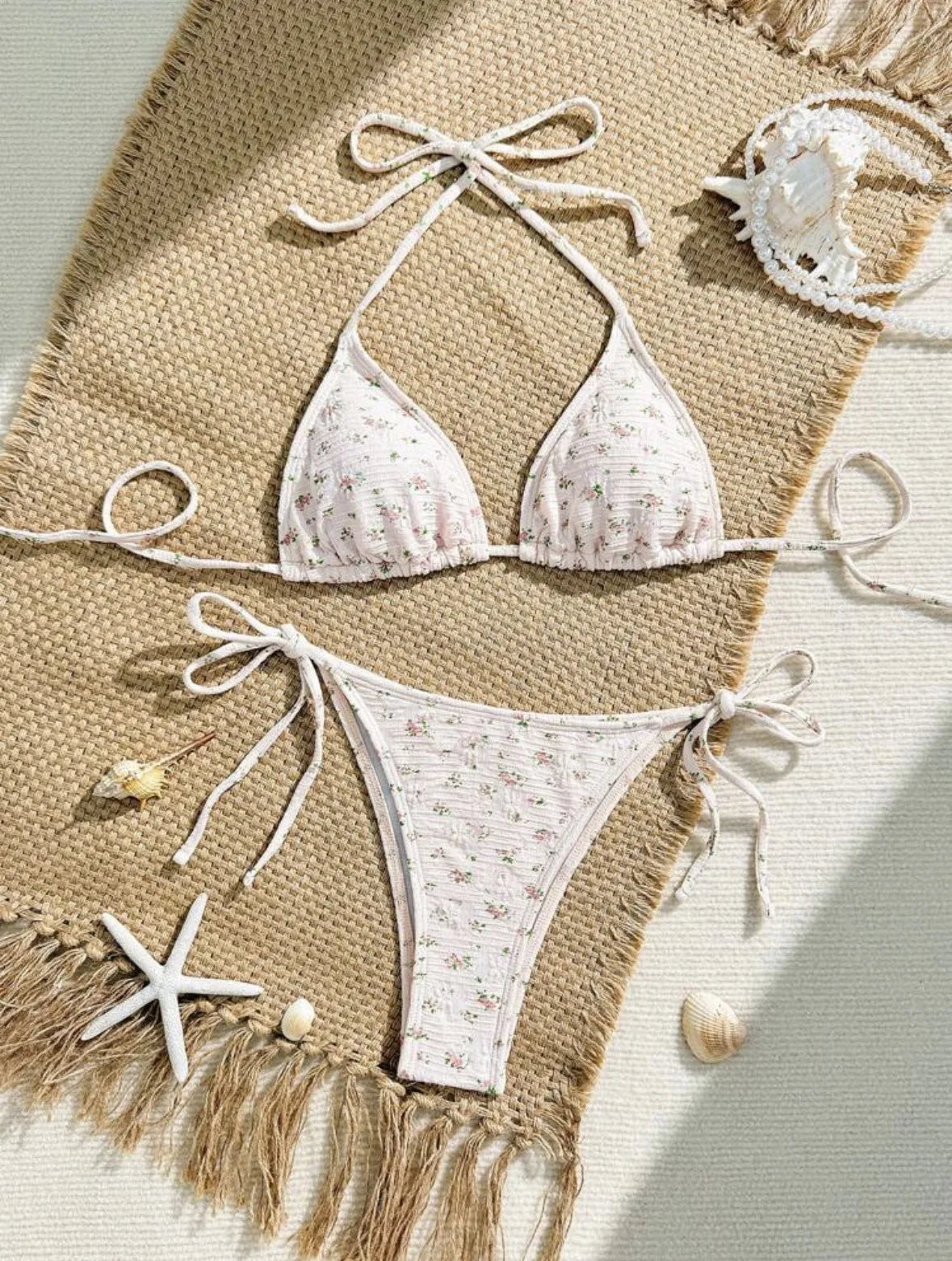 sexy floral print halter bikinis sets biquini micor string tie swimsuit Swimwear Biquini conjunto de bikini tankini beachwear