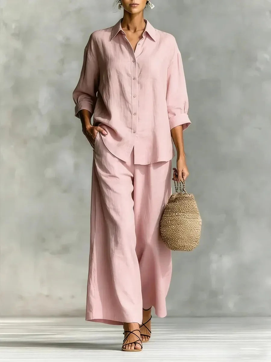 2026 spring and summer women's suit cotton and linen wide-leg pants suit