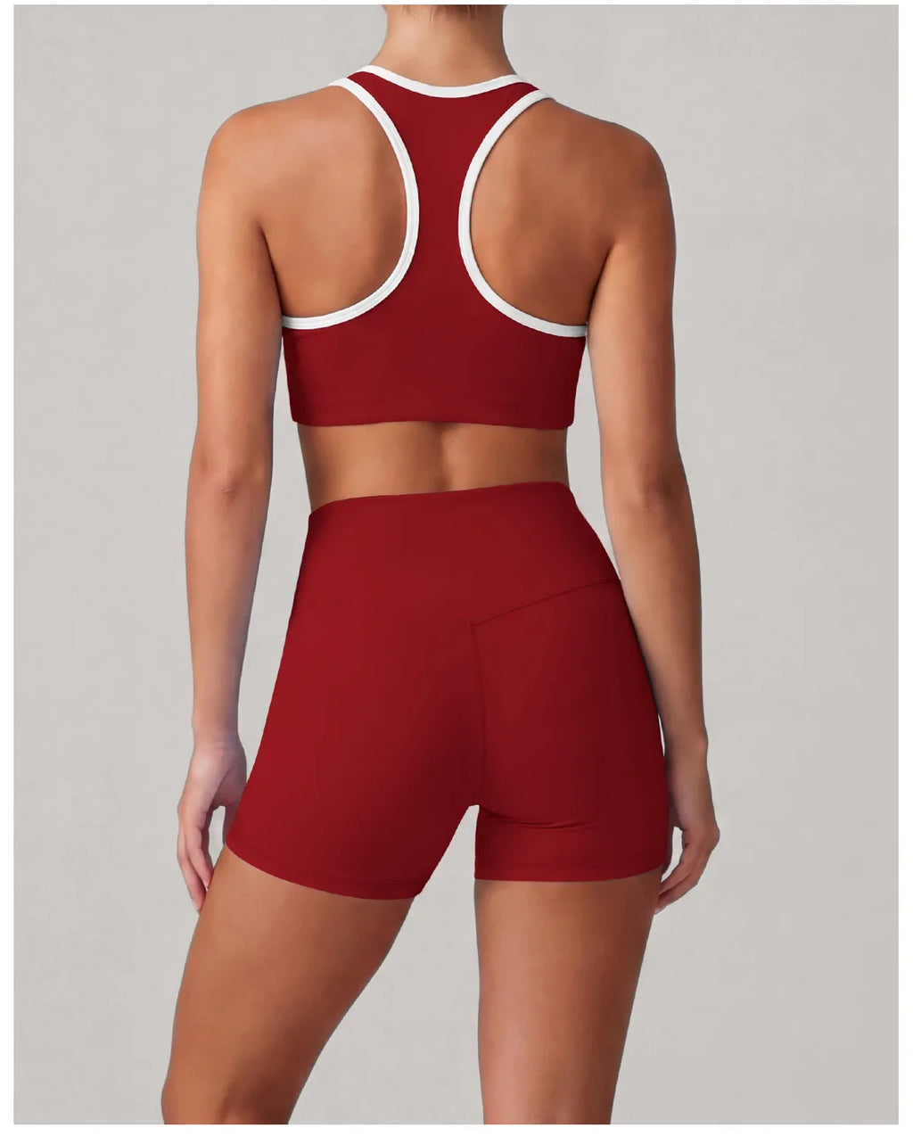 Summer 2 Pieces Yoga Sets Women Color Contrast Back I-shaped Shockproof Sports Bra High Waist Shorts Gym Fitness Suit Tracksuit