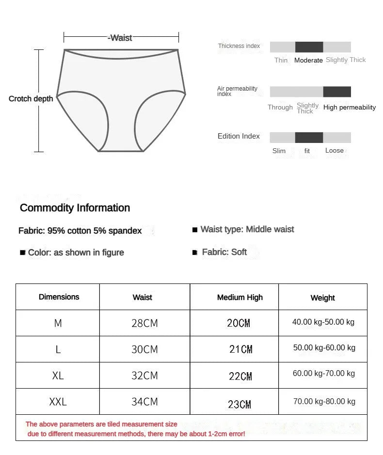 5Pcs Women Underwear Made Of Pure Cotton, Breathable Mid Waist, Pure Color, Thin Breathable Bow Underwear For Girls