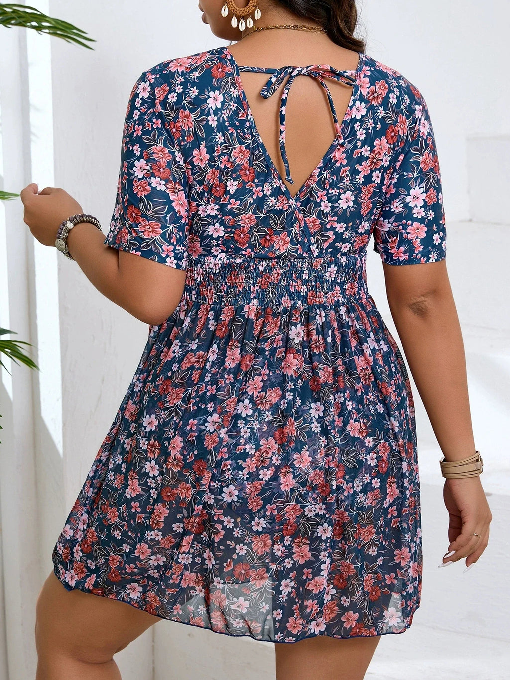 VigoJany 2026 Print Plus Size Tankini Swimwear Women Large V Neck Tied Curvy Dress Swimsuit Lady Big Beach 2 Piece Bathing Suit