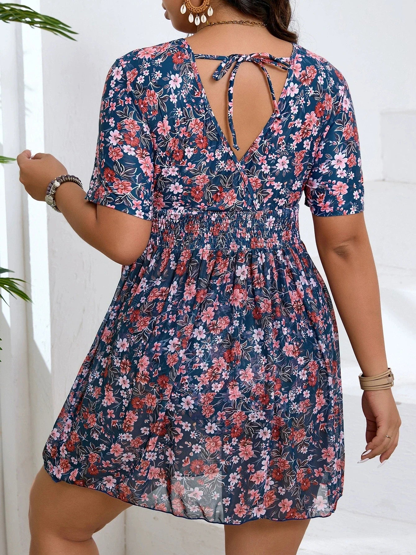 VigoJany 2026 Print Plus Size Tankini Swimwear Women Large V Neck Tied Curvy Dress Swimsuit Lady Big Beach 2 Piece Bathing Suit