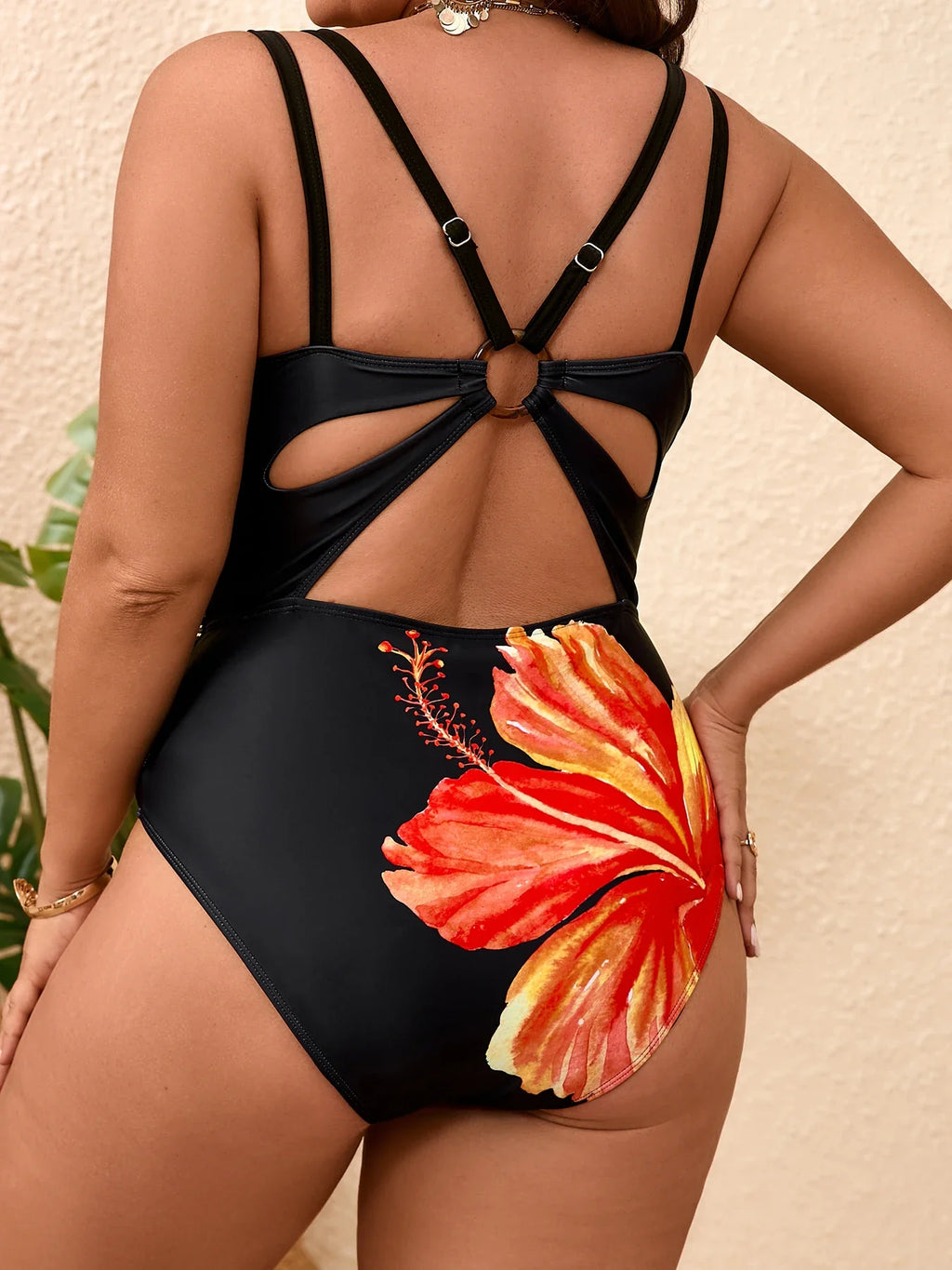 2026 V-neck Floral Swimwear Female Large Plus Big Size Swimsuit Women One Piece Bathers Bathing Swimming Swim Suit Beachwear 5XL