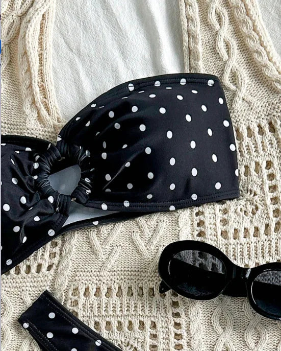 XS - L Polka Dot Bandeau Bikini Women Swimsuit Female Swimwear Two-pieces Bikini Set Brazilian High Cut Bathing Suit Swim Lady