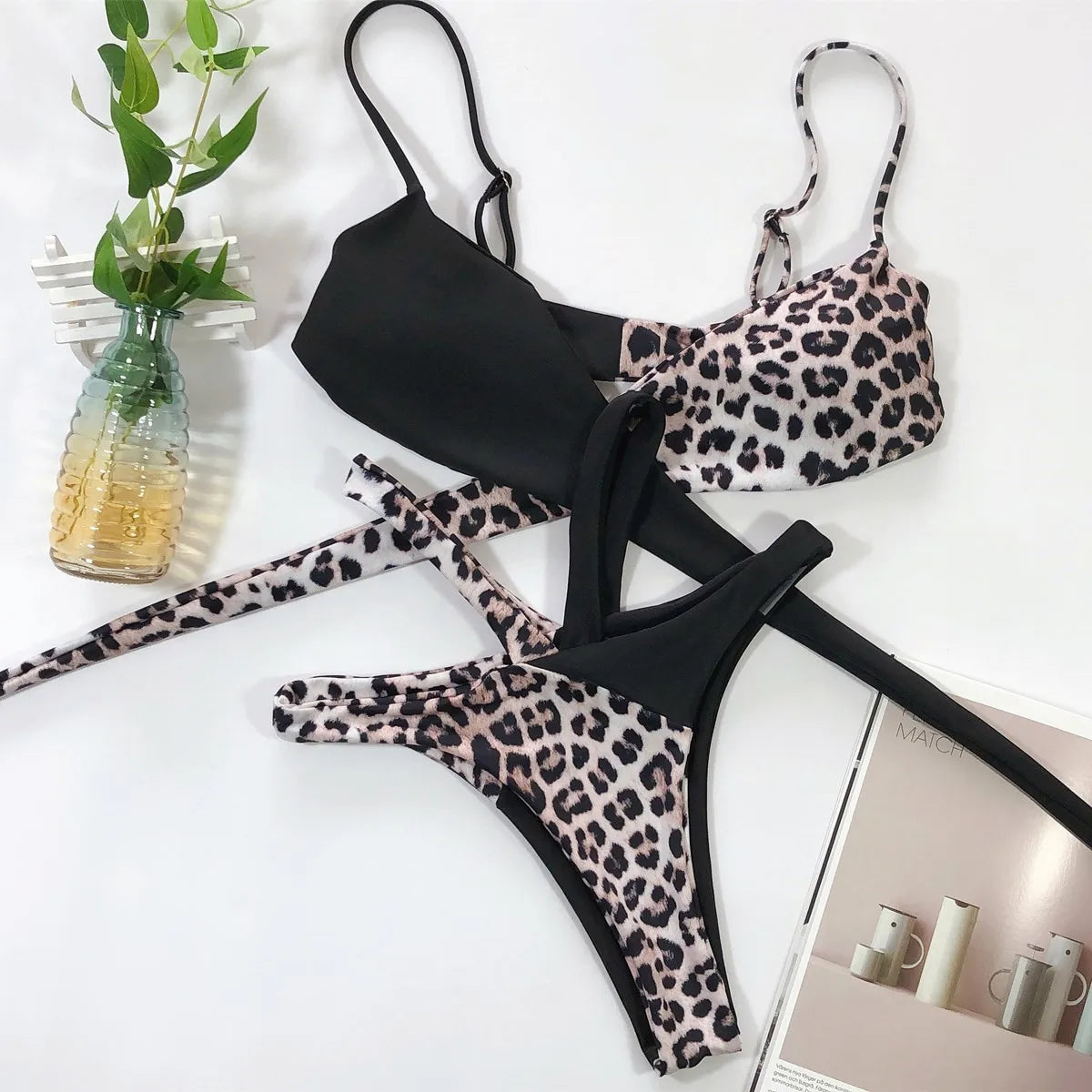 2026 Sexy Bikini Women Swimwear Swimsuit Leopard Cross Straps Bikinis Set Female Push Up Bathing Suit Trajes De Bano Mujer