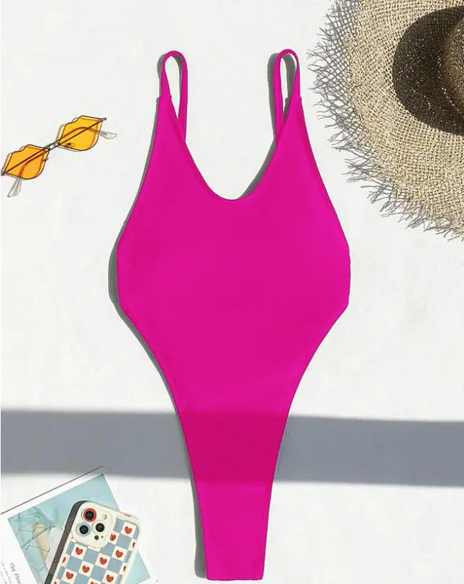 DEKA Black V Neck One-Piece Swimwear Women's Elegant Retro Black Backless Swimsuit High Waist Bathing Suit
