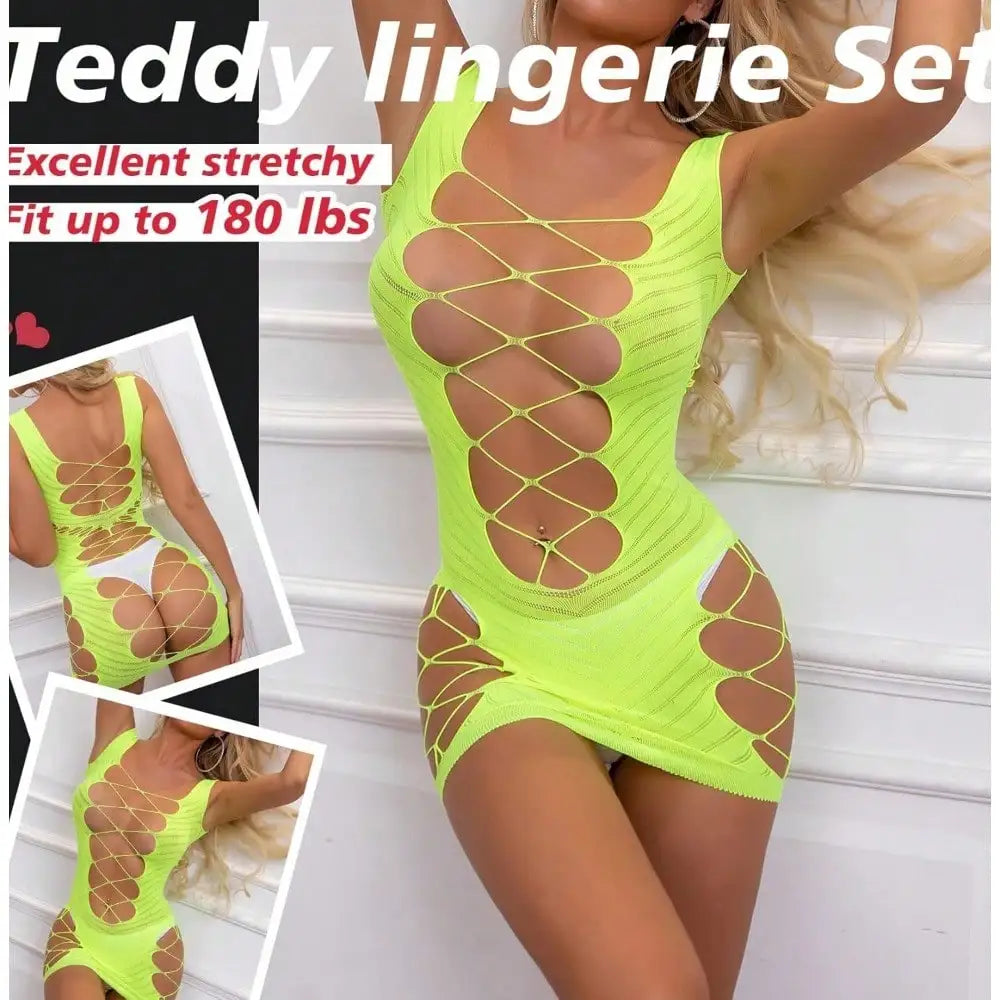 Local ShippingSexy Fishnet Bodysuit Lingerie Set Outfits Erotic Mesh Sheer  Lingerie For Women Naughty