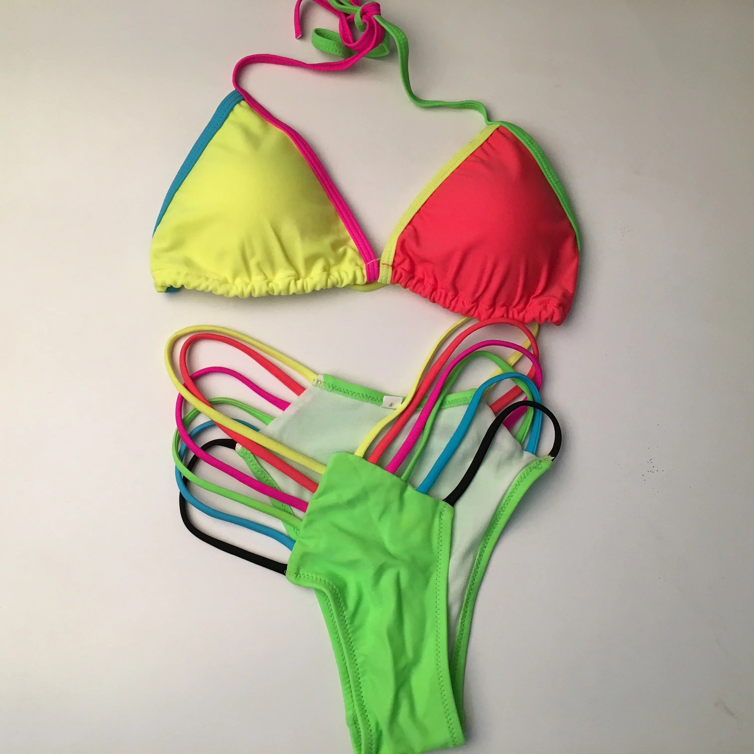 DEKA Push Up Micro Mini Colorful Bikini Set Women Swimsuit Halter Swimwear Female Brazilian Bathing Suit Swimming Beach Wear