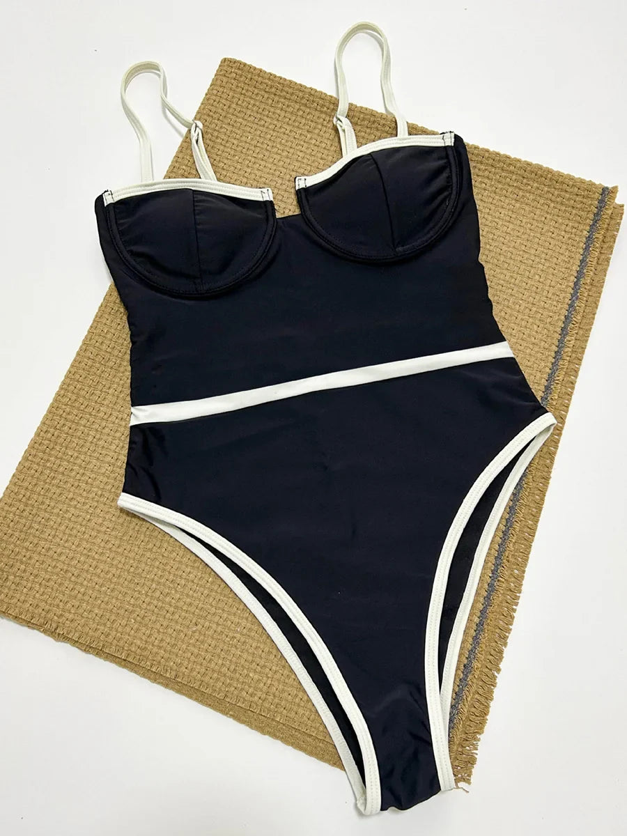 2026 Sexy Splicing Underwired Women Swimwear One Piece Swimsuit Female High Leg Cut Bather Bathing Suit Swim Summer Beachwear
