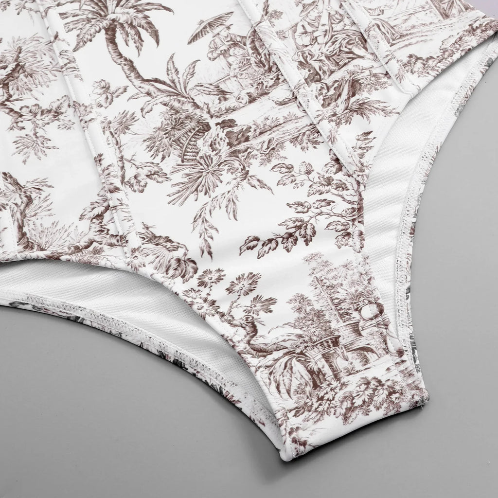 2026 New Arrival Push Up Women Bikini Set Floral Printed Ruffle Bikinis Strappy Bandage Swimwear Brazilian Biquini Bathing Suit