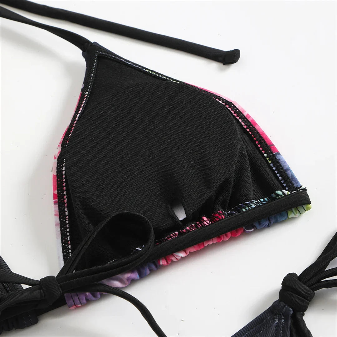 10 Color Flowers Halter Bikini Female Swimsuit Women Swimwear Three-pieces Bikini set With Skirt Bather Bathing Suit Swim V6637C